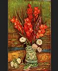 Still Life with red gladioli